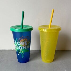 BUNDLE OF 2 STARBUCKS 24Oz TUMBLERS LOVE ALOHA